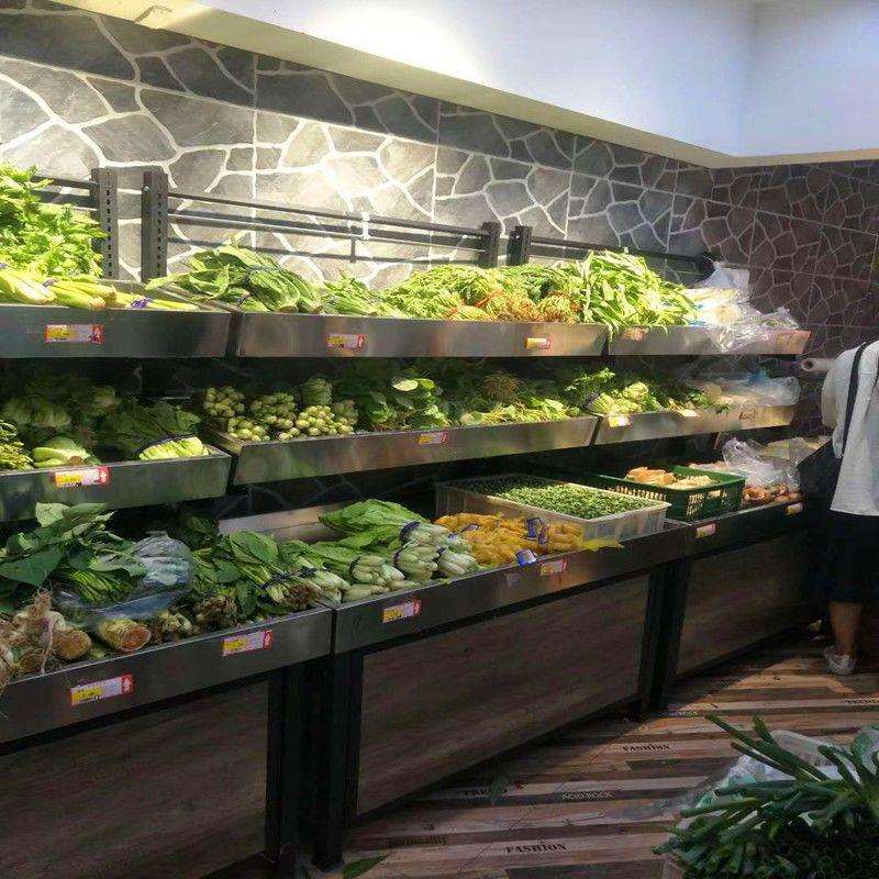 蔬菜不锈钢货架展示架超市水果蔬菜展示柜不锈钢果蔬架全钢货X20