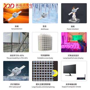 LED户外防水H2020双灯P40柔性透明天幕玻璃幕墙广告显示网格屏