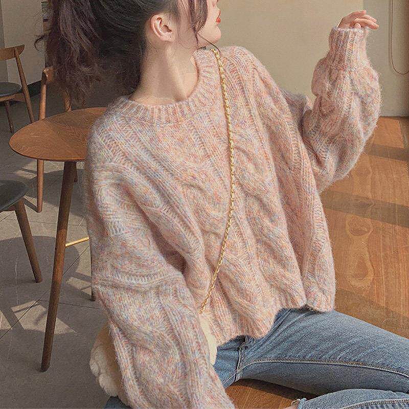 毛衣女秋冬季2025年新款宽松外穿慵懒风套头加厚短款针织打底衫潮