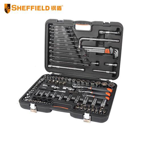钢盾(SHEFFIELD)120/150件综合性组套汽车修理棘轮套筒扳手工具箱