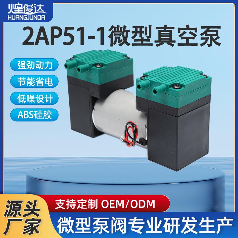 煌俊达2AP51-1双头泵微型真空泵负压隔膜泵12V直流电机气泵增压泵