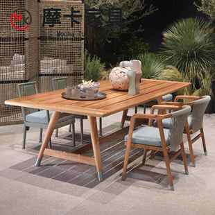 户外简约沙发椅单人设计师别墅新中式客厅家具藤编实木家用餐桌椅