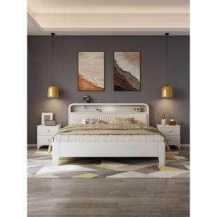 实木床政府补贴1米8主卧双人床经济型储物大床现代简约1米5单人床