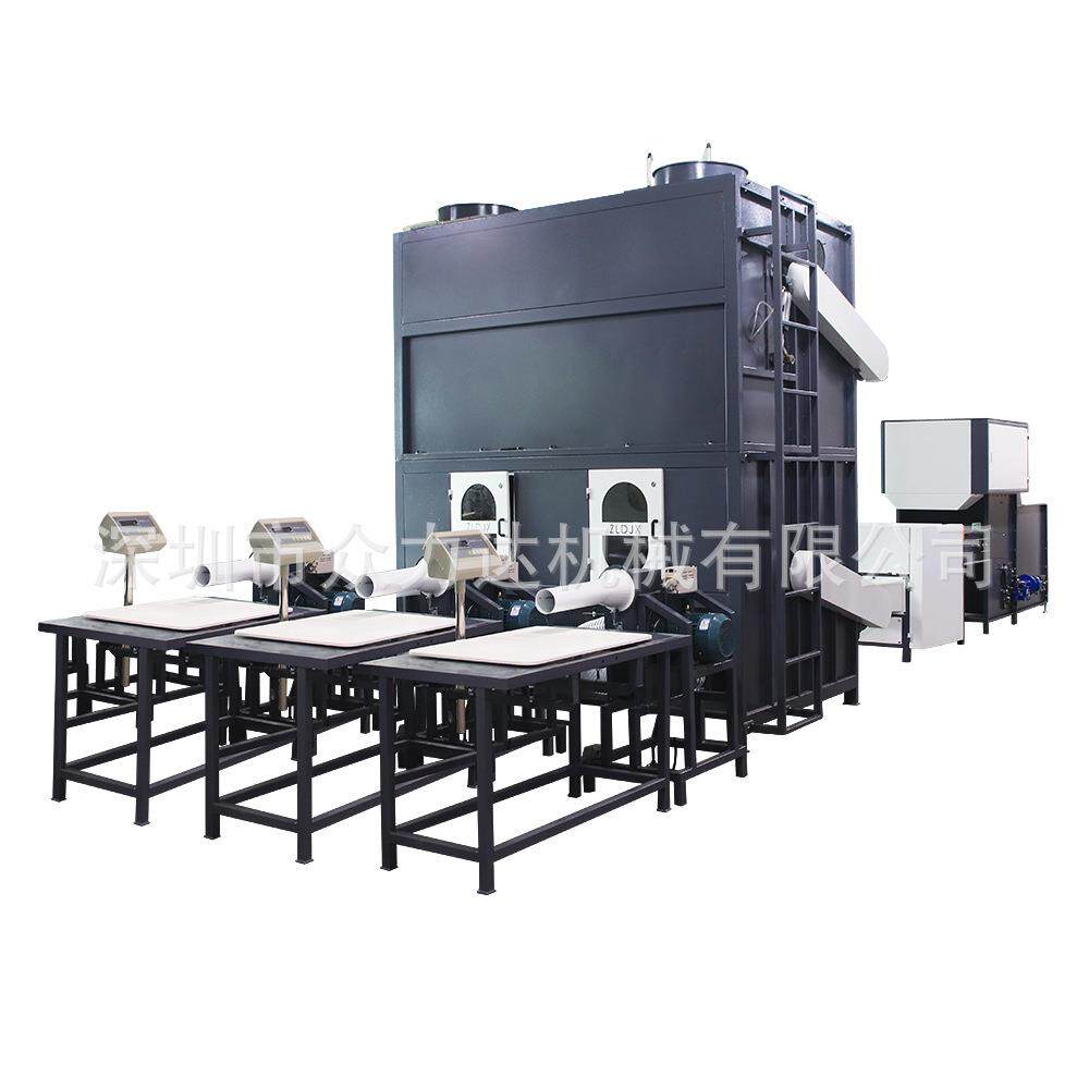 7D和15D纤维棉混合再混合羽毛家纺机械设备枕头沙发垫混料填充线