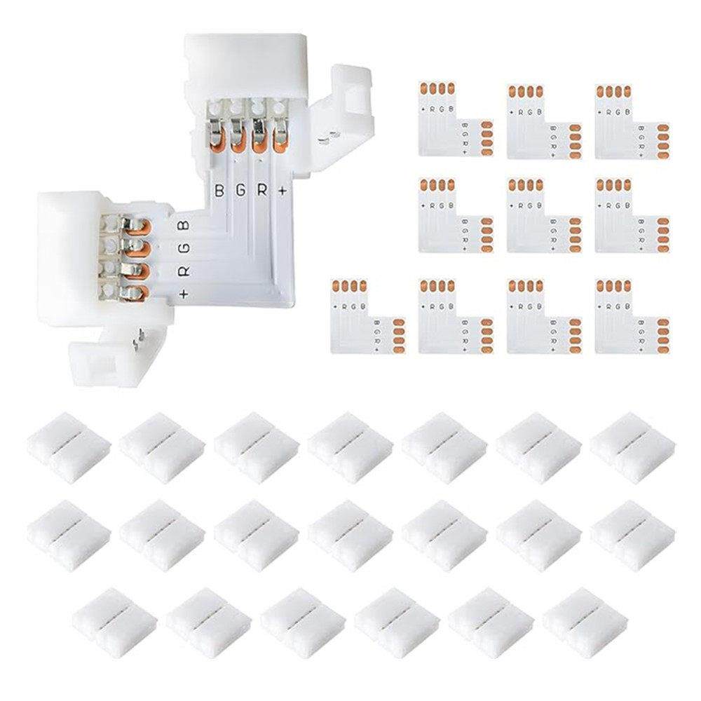 LED RGB 4pin灯带免焊连接器5050免焊卡扣rgb接头端子L型转角板