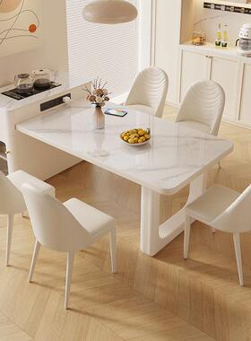 kadisi奶油风岩板餐桌岛台组合一体可伸缩客厅家用多功能吃饭桌椅