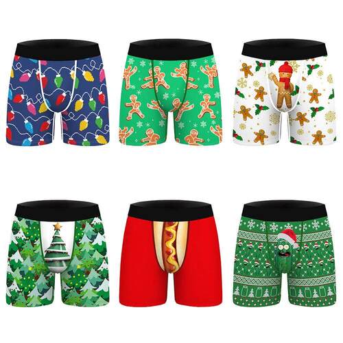 Christmas Rick Cucumber 3D Printed Mens Pouch Boxers Panties