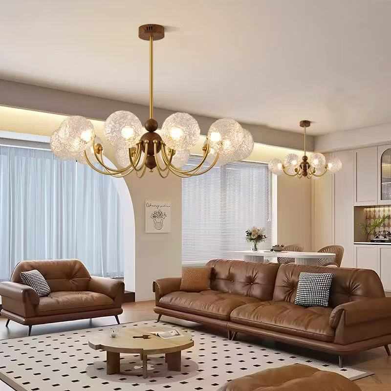 法式复古吊灯卧室主灯新中式魔豆玻璃简约书房餐厅中古风客厅吊灯