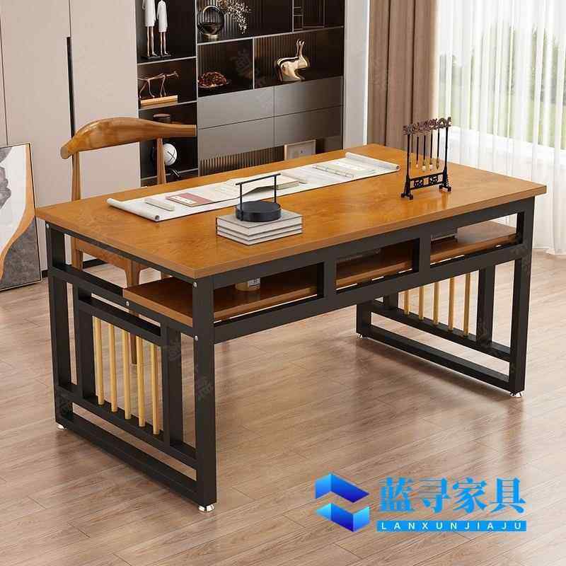 新款书法桌新中式钢木书桌毛笔书画桌案台简易国学桌子家用书房