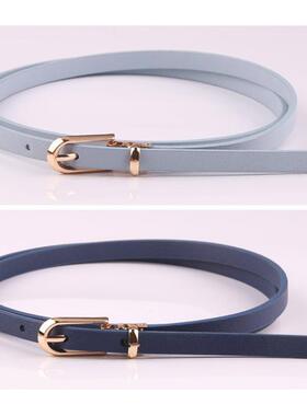 蓝色细皮带女款时尚装饰毛衣腰带藏青色配裙子腰带百搭简约细裙带