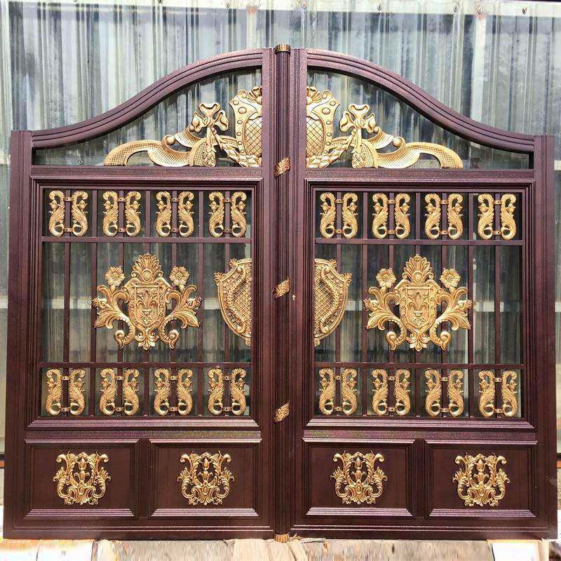 欧式平开推拉铝艺大门 庭院别墅铝艺大门 铝合金庭院厂区大门