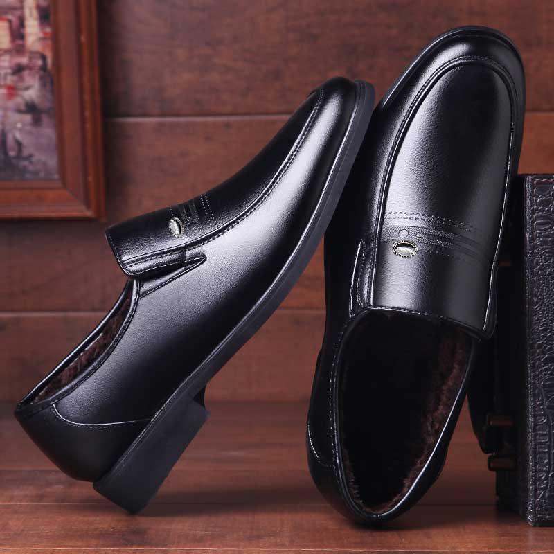 高档鞋男中真皮冬季加绒加爸厚保暖棉皮鞋男士商务正棉装防滑老年