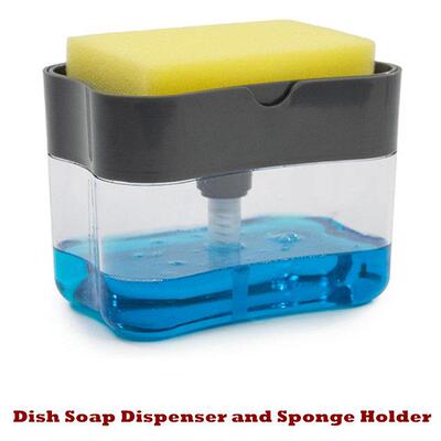 Dish Soap Dispenser Sponge Holder Kitchen Sink Dish Washing