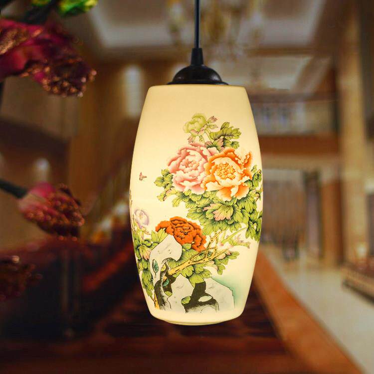 中式灯具陶瓷餐厅单阳头现意代简约欧式吧台306台吊灯玄关过道吊