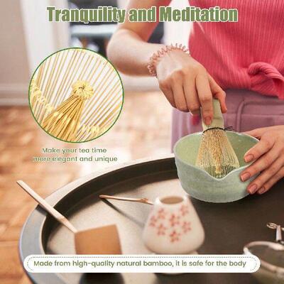 5Pcs Matcha Set Japanese Whisk Set Handmade Bamboo Matcha