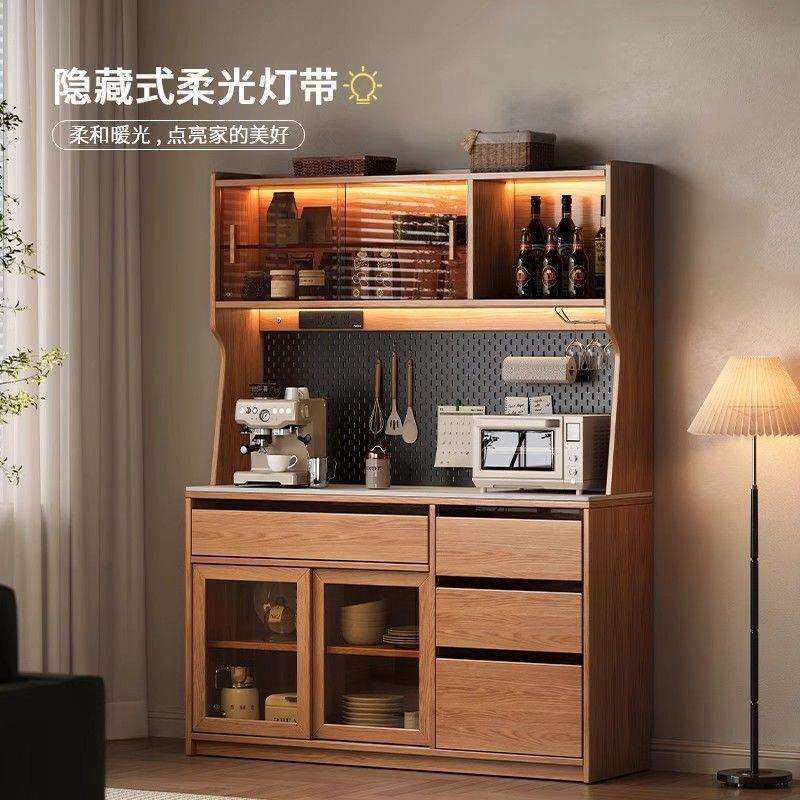 实木橡木餐边靠墙一体小户型家用厨房客厅储物柜酒柜收纳茶水