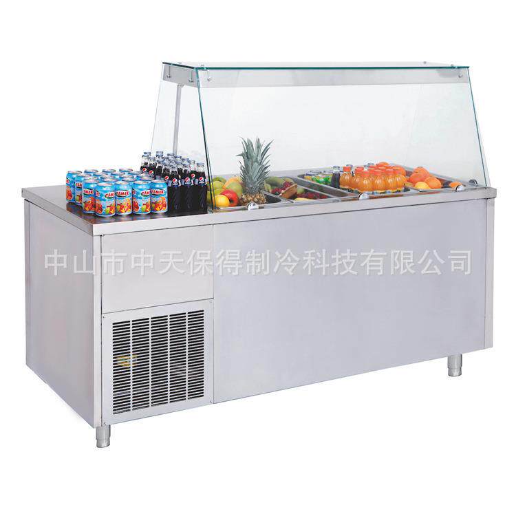 风冷开槽沙拉台保鲜工作台商用小菜冰箱冷藏冷冻奶茶水吧操作台