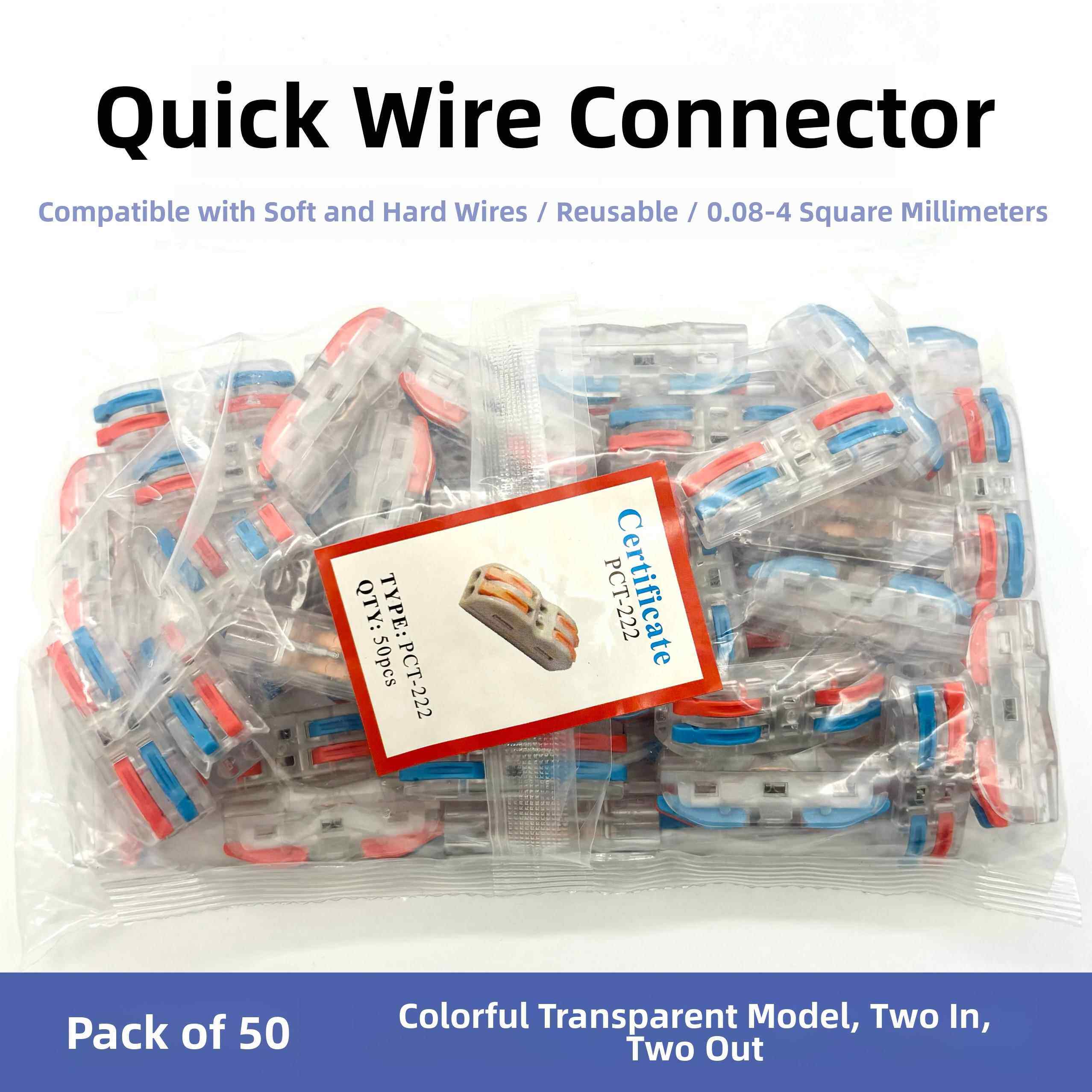 50软、硬线连接器Pl-2透明快速端子块2进2出灯Pct-2-2功能