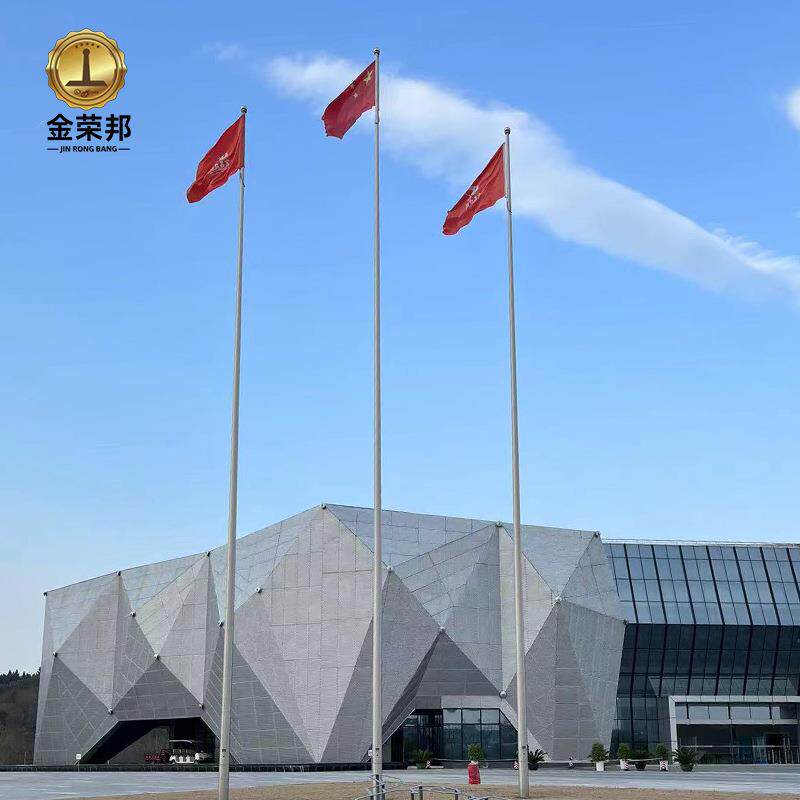 户外不锈钢旗杆手摇电动升降304学校工地企业9米12米15米锥形旗杆