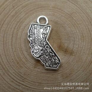 合金饰品配件 28*13mm 地图挂件 美国加利福尼亚州 11323