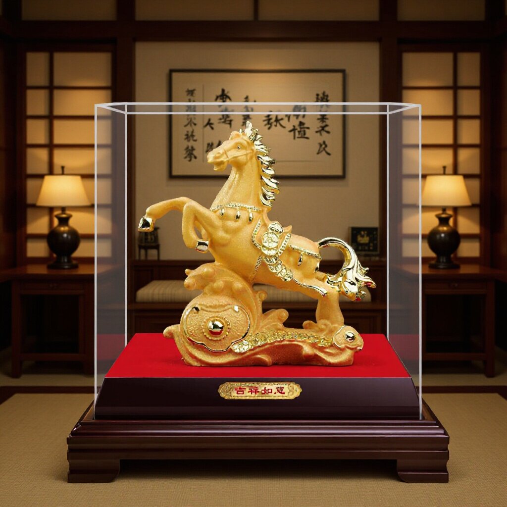 绒沙金摆件前程万里马到成功金条金箔创意保险镀金金融公司4S