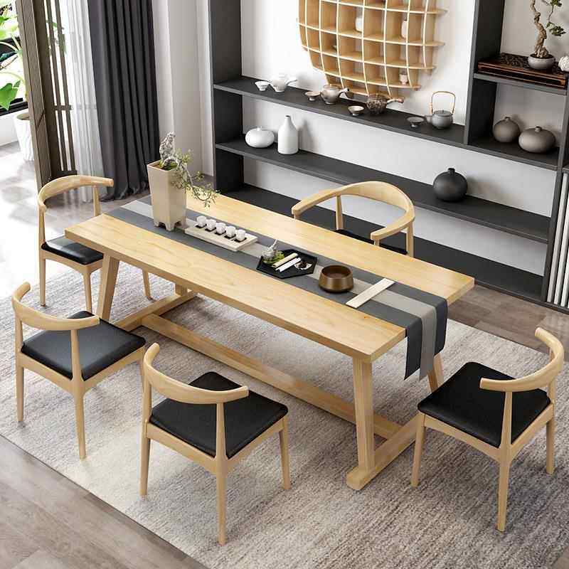 简约实木家用小户型茶桌椅组合客厅会客长方形泡茶桌茶馆喝茶桌