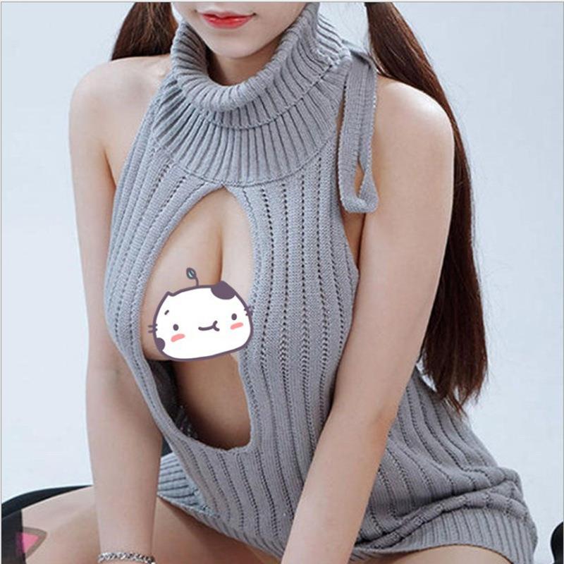 Backless Sexy Sweater for Women Virgin Killer Open Back