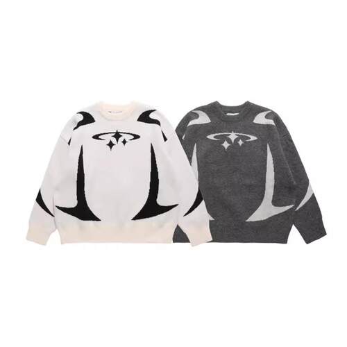Women's pullover knitted sweater with round neck for