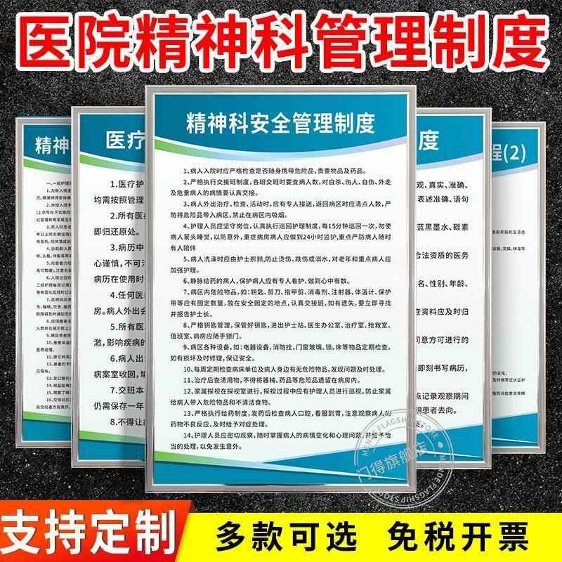 医院精神科管理规章制度牌全套出入院工作噎食患者出走跌倒坠床处
