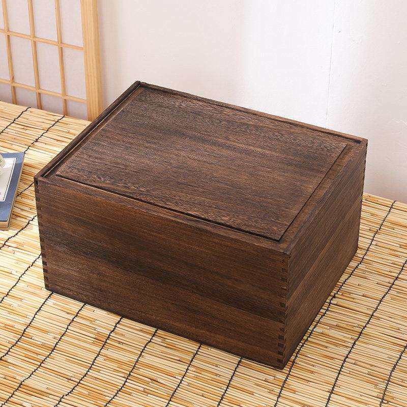 实木盒收纳盒榫卯结抽拉木盒推拉盖木盒构子整理箱桌面茶储物盖箱