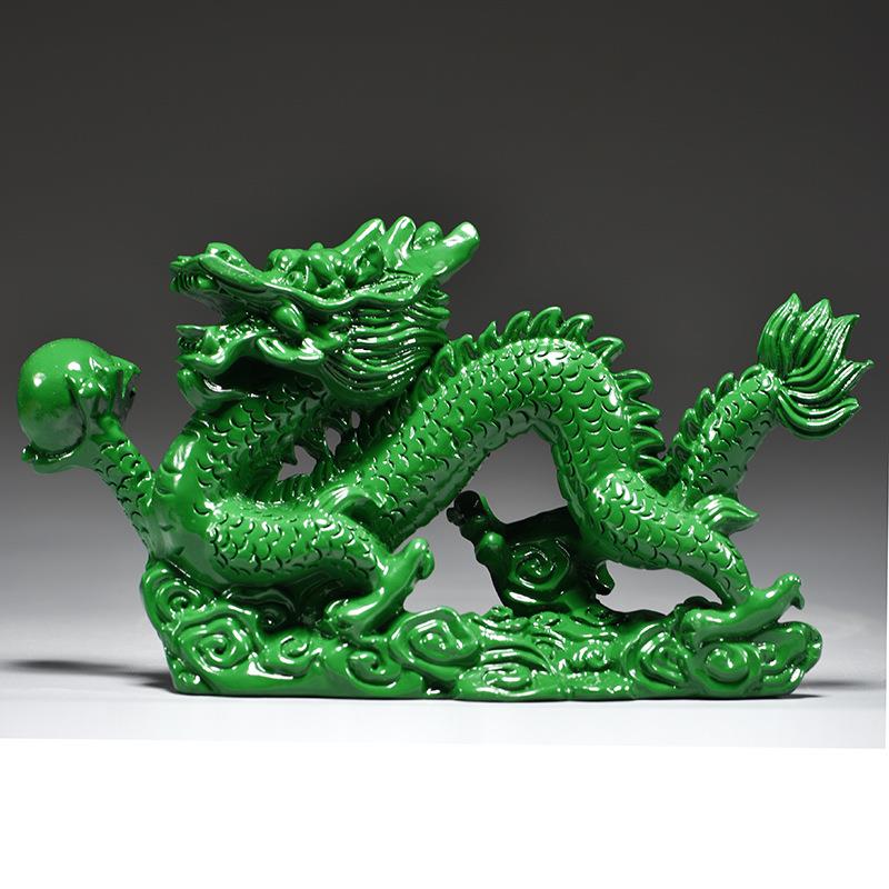 绿色木质龙青龙摆件木制十二生肖木头飞龙客厅缺角补角装饰工艺品图片