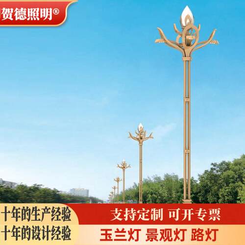 户外玉兰灯广场四叉五火智慧玉兰灯定制双面智慧路灯灯杆显示屏