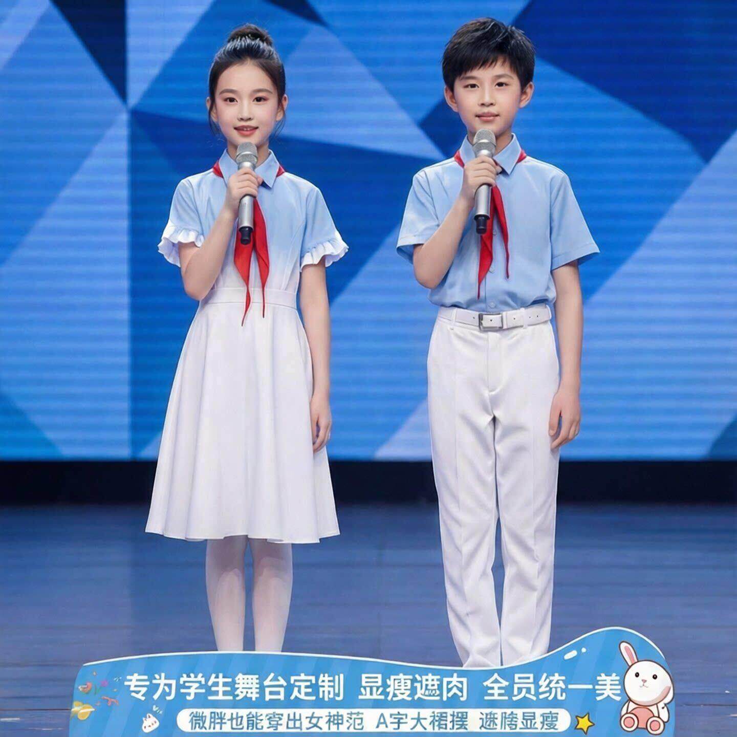 六一儿童合唱演出服男女童主持爱国主题朗诵礼服幼儿园毕业照服装