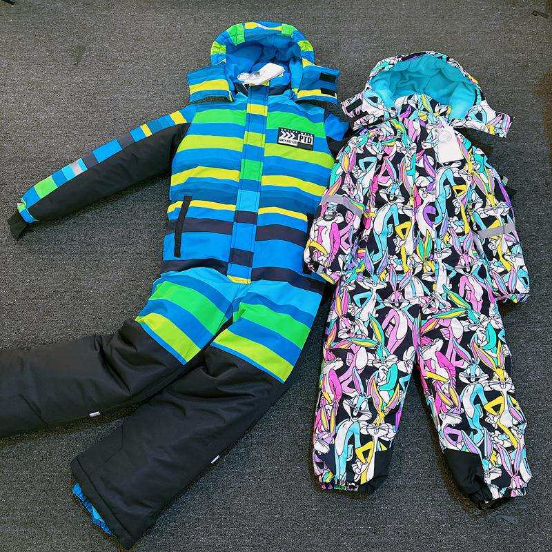 儿童滑雪服男童连体专业防水风滑雪衣女童宝宝滑雪裤东北旅游装备