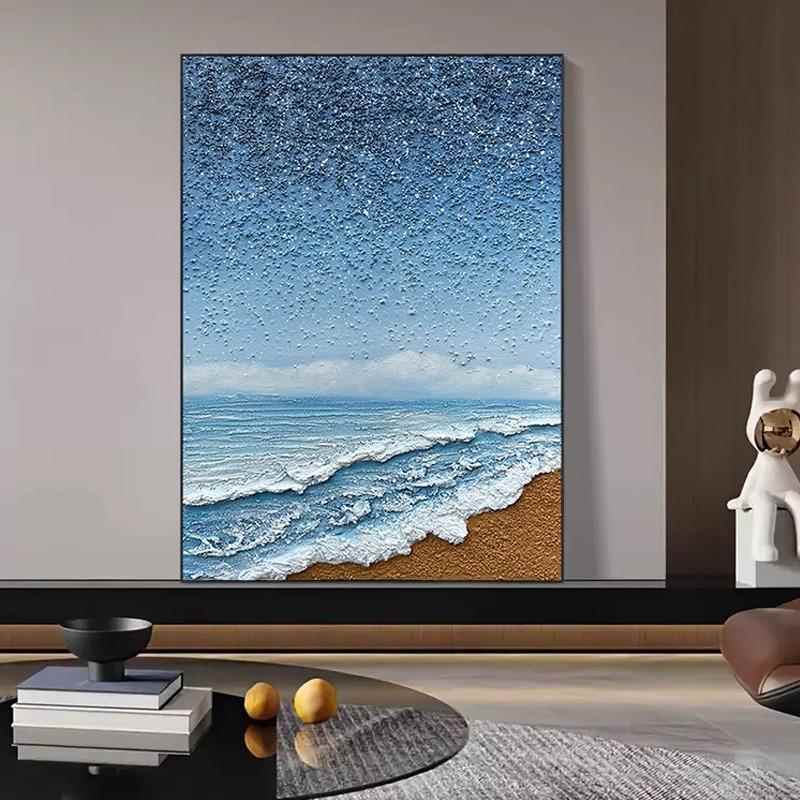 玄星辰约大DUV海关画走装饰画现代简轻奢落地画手绘肌理油廊画