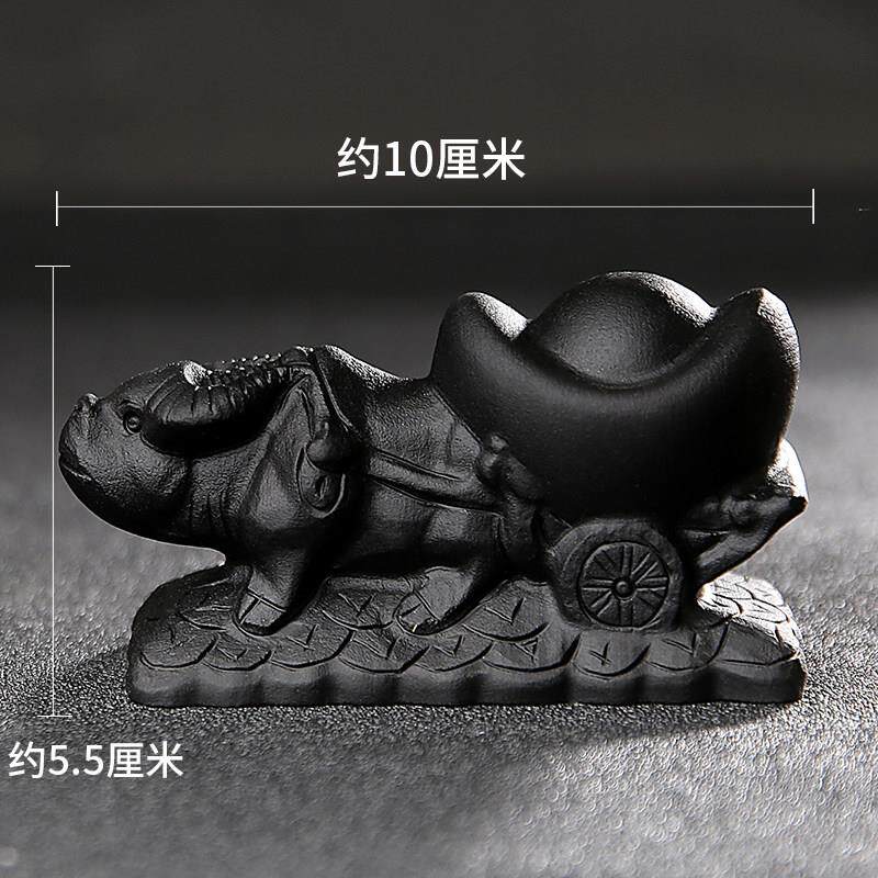 高档然黑曜石牛拉锭天聚宝盆饰物水品白菜家吉祥车晶饰品办公室