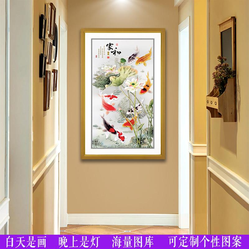 床头玄关楼梯间专用壁灯墙灯室内孔雀家和竹报平安走廊过道壁画