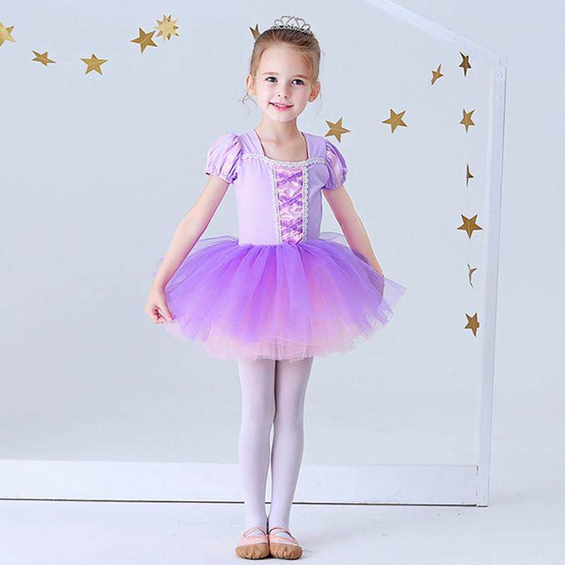 高档外贸儿童芭蕾公舞裙女童可爱白雪主演练功服短裙袖出裙蓬蓬舞