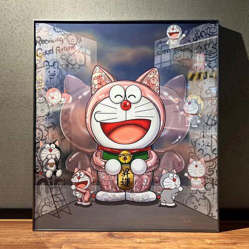 太农泰版A画隐形卧富豪迎流福哆啦梦挂画室宿舍招财装饰画潮kk201