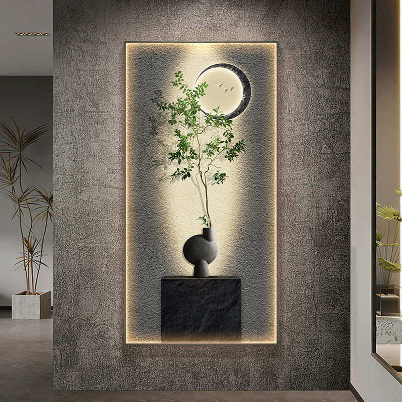 侘寂风玄关装饰画日式高级感发光灯画轻奢客厅入户过道进门墙挂画,家居饰品,现代装饰画,淘宝优惠券,粉丝福利购,淘宝优惠卷