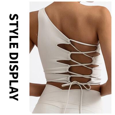 Single shoulder lace up vest, outdoor running yoga