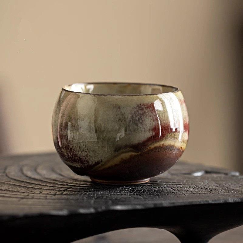 窑变柴烧品茗杯大号陶瓷主人杯普洱单杯个人杯小茶碗功夫茶具茶杯