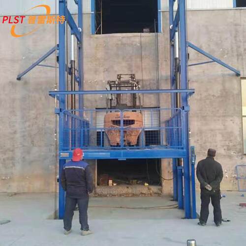 工厂二层简易提货升降平台载吨液压升降机室内外导轨链条式货梯