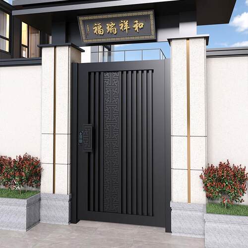 铝合金庭院门别墅大门双开门户外农村自建房大门中式铁艺院子大门