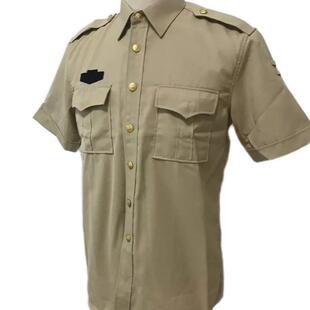 全新短袖男外长袖衬衣火土黄色衬衣短袖上衣金属扣工作服衣服免烫