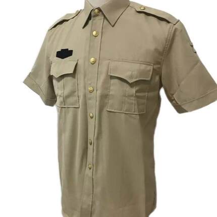 全新短袖男外长袖衬衣火土黄色衬衣短袖上衣金属扣工作服衣服免烫
