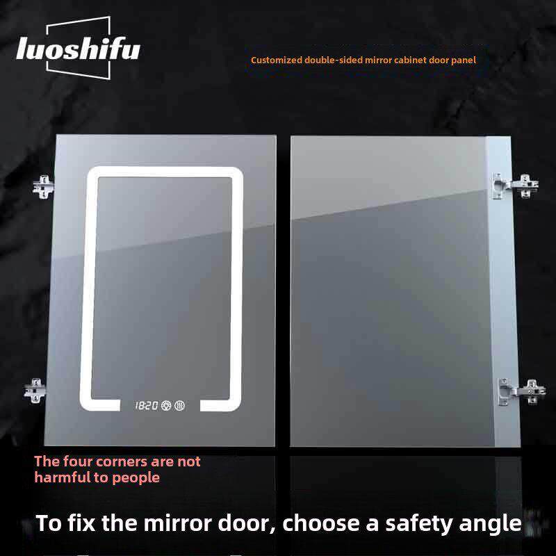 定制浴室智能镜子柜门定制浴室除雾玻璃镜子门铝合金储物架翻转镜