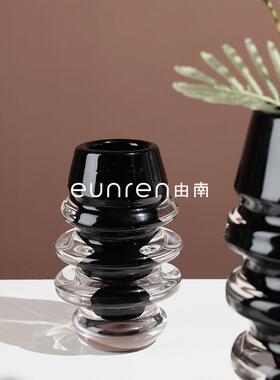琉璃圆环螺旋玻璃花器摆件现代轻奢酒店餐厅样板房客厅桌面装饰品