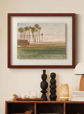 棕榈平》水原彩风景挂画法式中风客厅玄al202505关立体装《裱复古