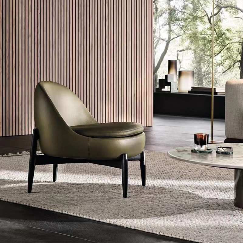 现代中式实木客厅新中式极简风沙发椅民宿休闲洽谈接待单人椅家用